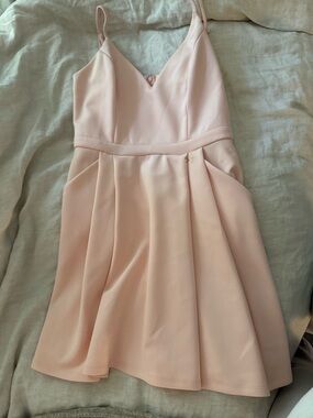 Blush Pink Spaghetti Strap Skater Dress